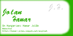 jolan hamar business card